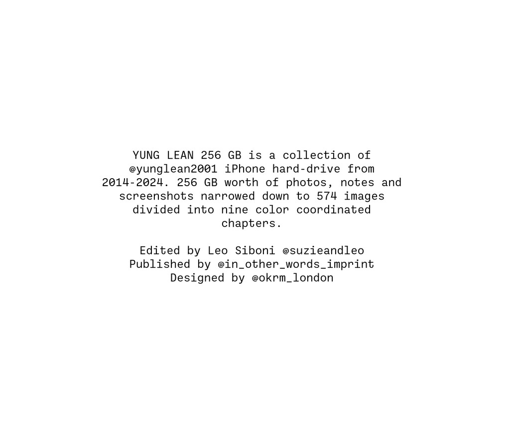 Yung Lean 256gb BOOK - © Suzie & Leo